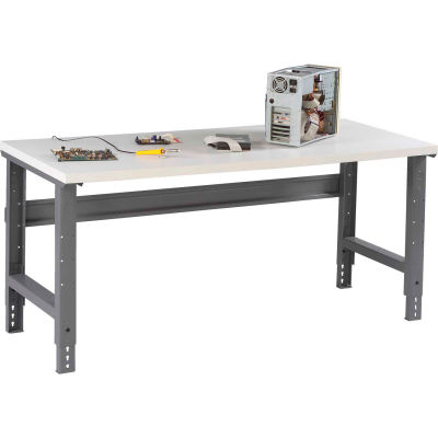 Tennsco WBA-1-3048P C-Channel leg Adjustable Height Workbench-Plastic Laminate Top 48x30x27-7/8 Gray
