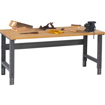 Tennsco WBA-1-3072W C-Channel leg Adjustable Height Workbench - Hardwood Top 72 x 30 x 27-7/8 Gray