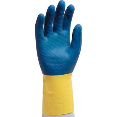 12" Neoprene Over Yellow Latex Gloves, Medium