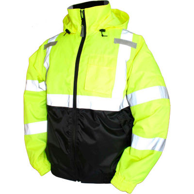 Tingley® J26112 Bomber II Hooded Jacket, Fluorescent Yellow/Green/Black, XL