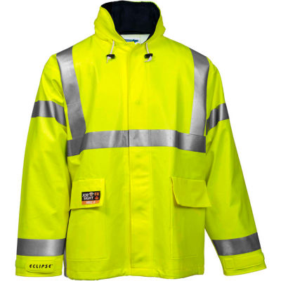 Tingley® Eclipse™ Hi-Visibility FR Hooded Jacket, Zipper, Fluorescent Yellow/Green, XL