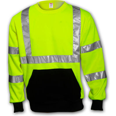 Tingley® S78022 Class 3 Crew Neck Sweatshirt, Fluorescent Lime, 2XL