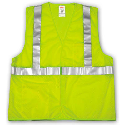 Tingley® V70622 Job Sight Class 2 Vest, Fluorescent Lime, Polyester Mesh, 2XL/3XL