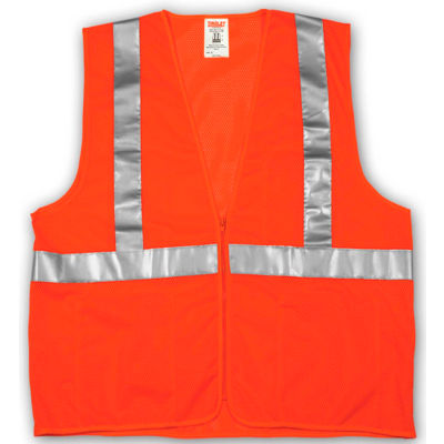 Tingley® V70639 Job Sight Class 2 Vest, Fluorescent Orange, Polyester Mesh, 4XL/5XL