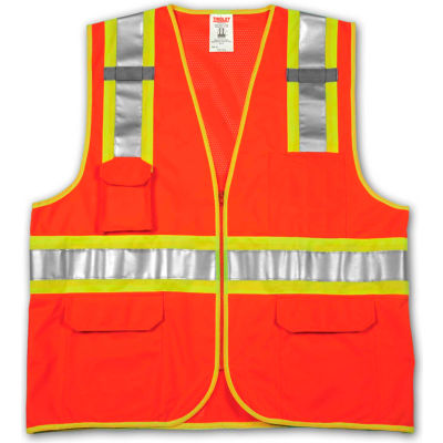 Tingley® V73859 Job Sight Class 2 Surveyor Style Vest, Fluorescent Orange, S/M