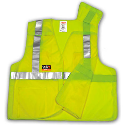 Tingley® V81522 Class 2 Flame Resistant 5-Point Breakaway Vest, Fluorescent Lime, 2XL/3XL