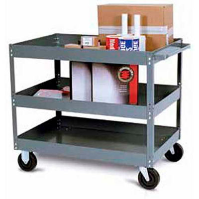 Tri-Boro Economy 3 Shelf Stock Cart ESC1630-3 22 Gauge Steel 30 x 16 with 3" Lip, 500 Lb. Cap.
