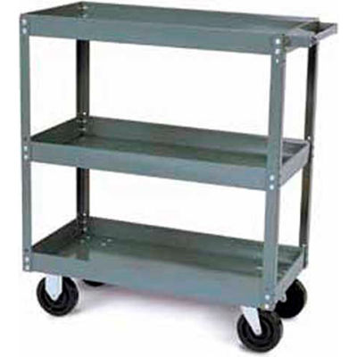 Tri-Boro Heavy Duty 3 Shelf Stock Cart SC2448-3 18 Gauge Steel 48 x 24 with 2-1/4 Lip, 1000 Lb. Cap.