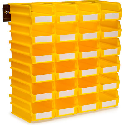 LocBin Wall Storage, 3-220YWS, W/Rails, Medium, Yellow (26 pc)