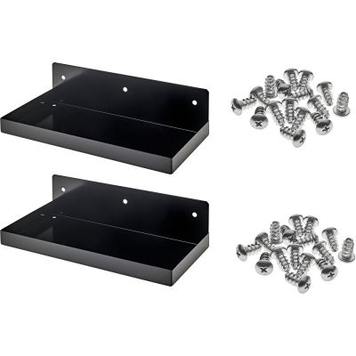 DuraHook® 12"W x 6"D Steel Shelf for Duraboard or 1/8" & 1/4" Pegboard, Black - 2 PK