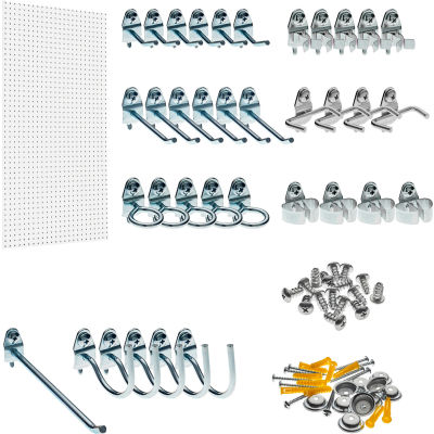 Triton DB-36WH-Kit 24" W x 48" H x 1/4" D White Poly Pegboards W/ 36 pc. Locking Hook Assortment