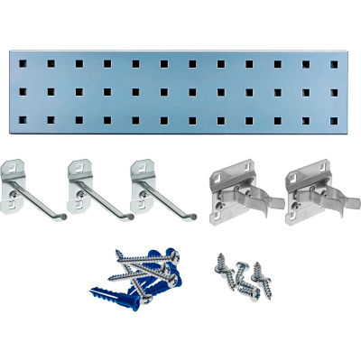 Triton LBS18T-SLV (1) 18 ga Silver Steel Square Hole Pegboard W/ (5 pc) LocHook Set