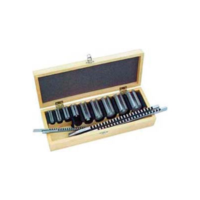 Keyway Broach Set # 24, Plain, 24 Combinations, 3 Broaches + 8 Plain Bushings, in Wooden Box