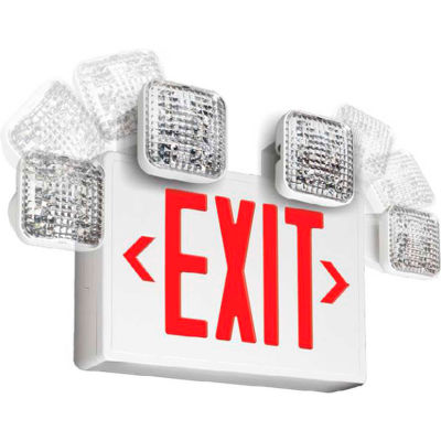 Emergi-Lite ELXN400R-2SQL Thermoplastic Combination Unit w/ LED Heads- White/Red