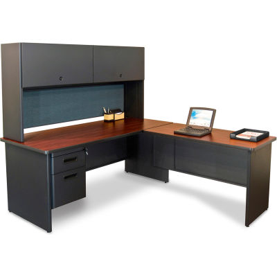 Pronto Desk with Return, 72"W x 78"D Dark Neutral/Slate