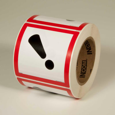 INCOM® GHS1263 GHS "Exclamation Mark" Pictogram Label, 4" x 4", 500/Roll
