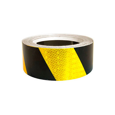Super Brite Reflective Tape, Yellow/Black, 2"W x 30'L Roll, HRT230YB