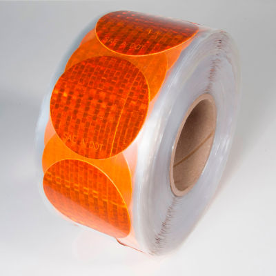 Reflective Marking Tape, Amber, 3"Dia. Circle, 50/Roll, RR350AM