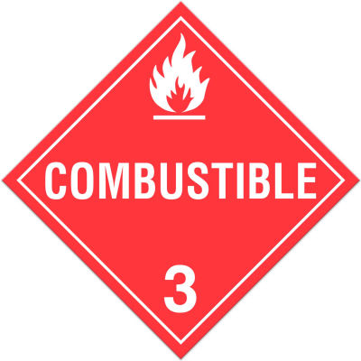 INCOM® TA310PS Class 3 Combustible Liquids Adhesive Vinyl Placard - 100/Pkg