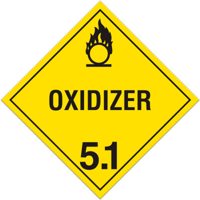 INCOM® TA510SS Class 5.1 Oxidizer Sub Rigid Plastic Placard - 100/Pkg