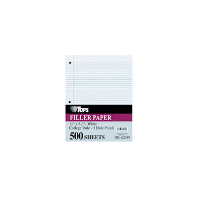 Mediumweight 16-Lb. Filler Paper, 11x8-1/2, 5/16" College Rule, 500 Sheets/Pack