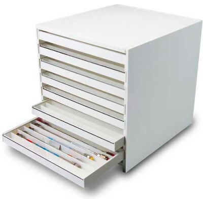 TrippNT White PVC Mega 108 Column HPLC Storage Cabinet with Clear Lids, 15"W x 16"D x 16"H