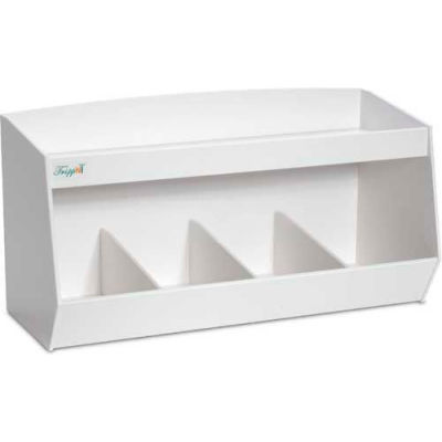 TrippNT White PVC Storage Bin with 4 Compartments and 1 Shelf, 24"W x 10"D x 13"H