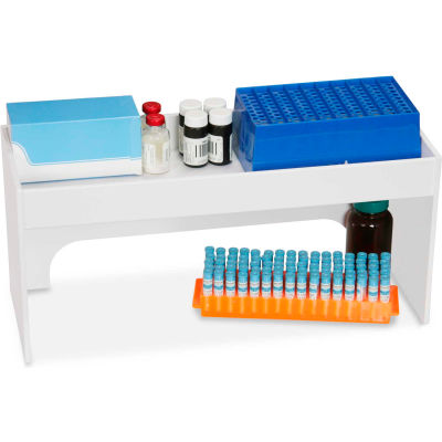 TrippNT White PVC 18" Step Shelf Station, 18"W x 6"D x 8"H