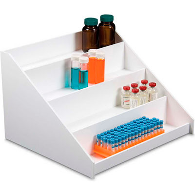 TrippNT White PVC 2" Reagent Bottle Shelf, 16"W x 10"D x 10"H