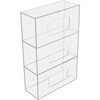 TrippNT 50826 Triple Side Loading Acrylic Glove Box Holder, 10"W x 4"D x 16"H