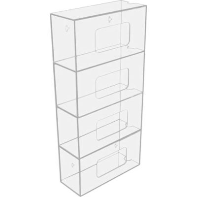 TrippNT 50850 Quadruple Side Loading Acrylic Glove Box Holder, 10"W x 4"D x 20"H