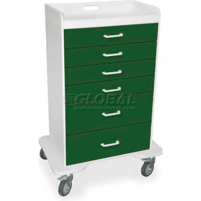 TrippNT 51075 Locking 6 Drawer Procedure Cart, Hosta Leaf Green, 31"W x 20"D x 48"H