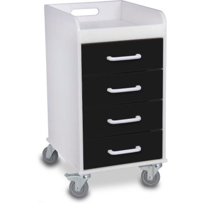 TrippNT 51146 Compact 4 Drawer Locking Medical Cart, Black, 14"W x 19"D x 27"H