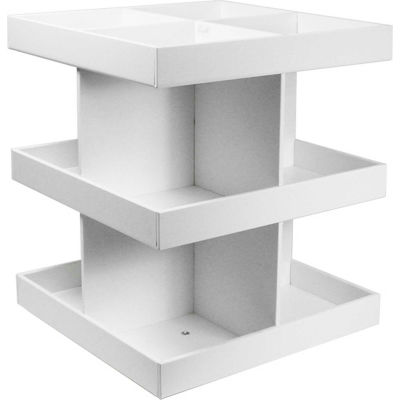 TrippNT White PVC Triple 360 Degree Rotating Shelf Station, 12"W x 12"D x 15"H