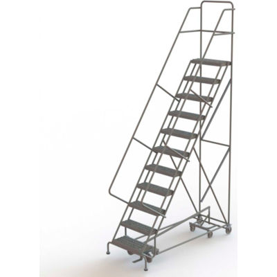 11 Step Steel Easy Turn Rolling Ladder, Serrated Tread, Standard Angle ...