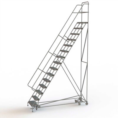 15 Step Steel Easy Turn Rolling Ladder, Serrated Tread, Standard Angle - KDED115242