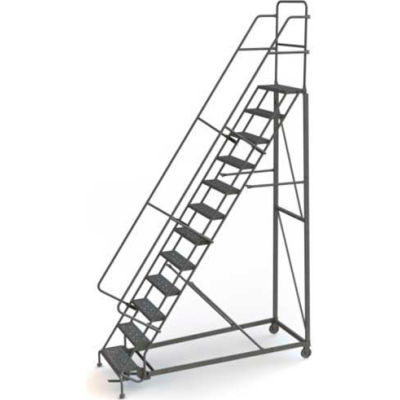 12 Step Perforated Strut 600 Lb. Cap. Heavy Duty Steel Rolling Ladder - KDHD112246