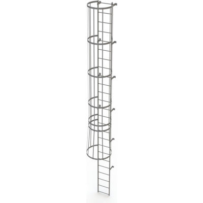 25 Step Steel Caged Fixed Access Ladder, Gray - WLFC1125