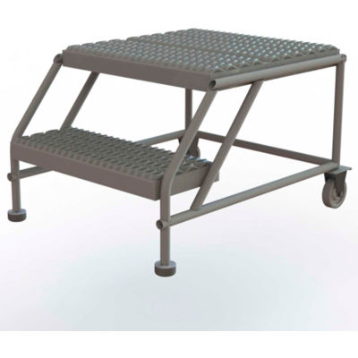 2 Step Mobile Work Platform 24"W x 24"L, No Handrails, Gray - WLWP022424