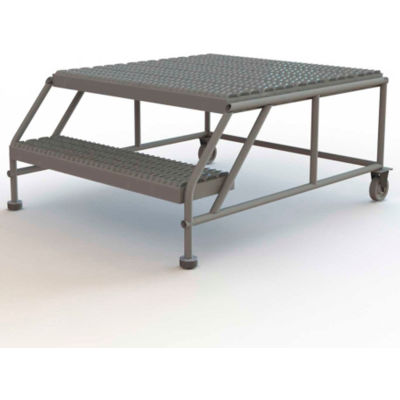 2 Step Mobile Work Platform 36"W x 36"L, No Handrails, Gray - WLWP023636