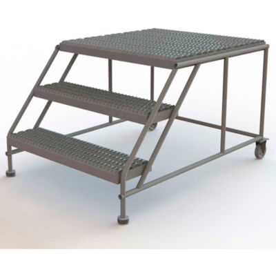Mobile 3 Step Steel 36"W X 36"L Work Platform Ladder Without Handrails - WLWP033636