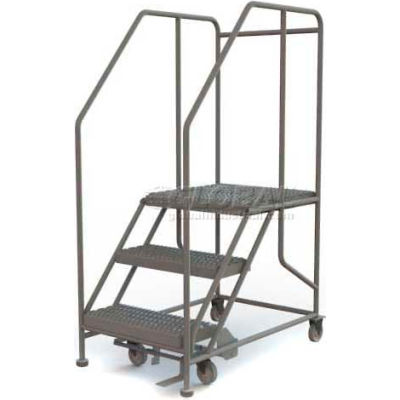 Mobile 3 Step Steel 24"W X 24"L Work Platform Ladder - 800 Lb. Capacity - WLWP132424SL