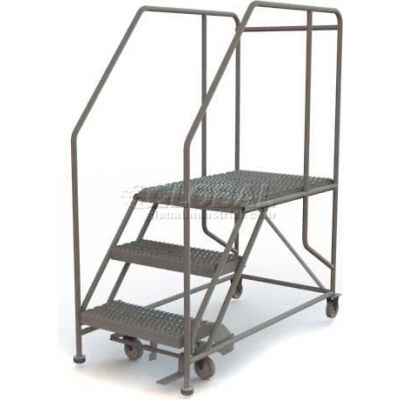 Mobile 3 Step Steel 24"W X 36"L Work Platform Ladder - 800 Lb. Capacity - WLWP132436SL