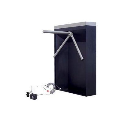 3-Arm Mechanical Turnstile Right Handed w/ Free Exit - Black Cabinet