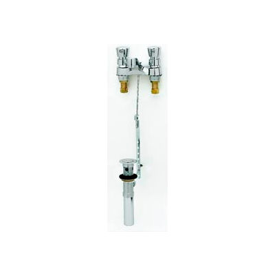 T&S® B-0830 Deck Mount Metering Faucet, 4" Centerset, Pop-Up Drain, 2.2 GPM, Chrome