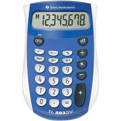 Texas Instruments 8-Digit Handheld Calculator, TI503SV, 3-1/10" X 4-4/5" X 7/10", Blue/Grey