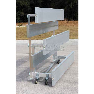 4 Row Universal Low Rise Tip N Roll Aluminum Bleacher, 7-1/2' Long, Single Footboard