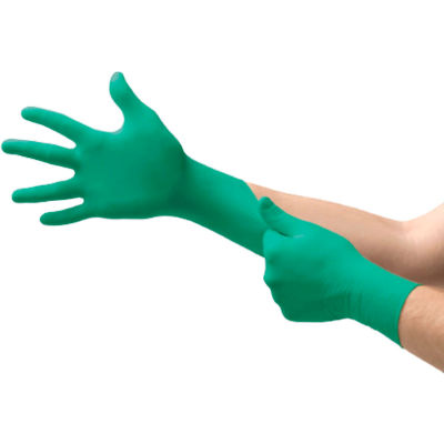 Ansell TouchNTuff® 92-500 Industrial Grade Nitrile Disposable Gloves, Powdered, GRN, SM 100/Box