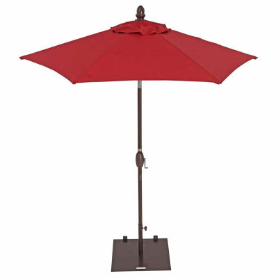TrueShade® 7' Garden Parasol Umbrella - Push Button Tilt and Crank - Jockey Red