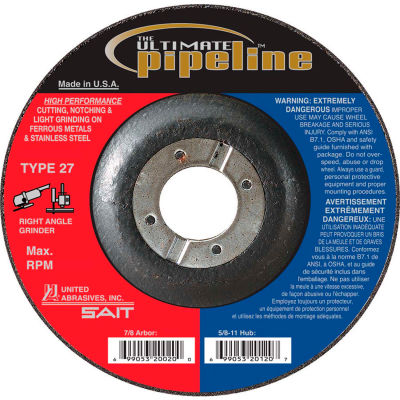 United Abrasives - Sait 20025 Depressed Center Wheel T27 5-1/2"x 1/8" x 7/8" Proprietary Grain - Pkg Qty 25
